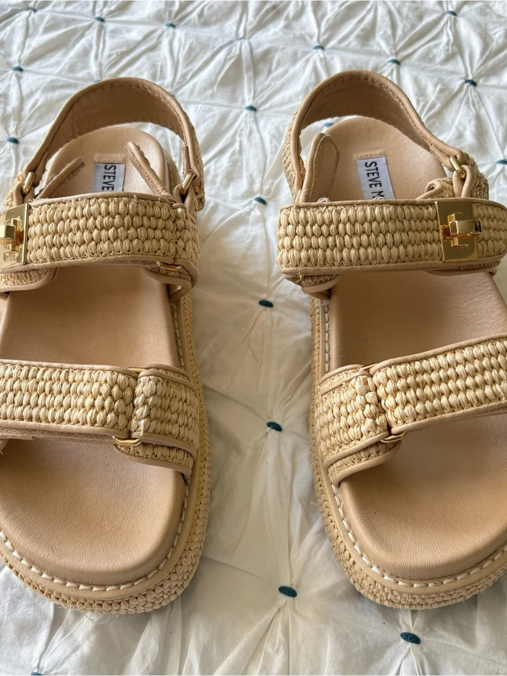 Steve Madden Women's Bigmona Platform Sandals - Natural Raffia - Size 7 -